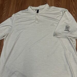 Adidas Blade Collar Polo Shirt TPC Scottsdale Men's 2XL Beige Golf Short Sleeve